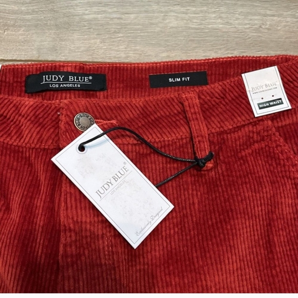 Judy Blue Rust Corduroy Jeans SZ 31 High Waist Slim Fit Carpenter Pants NWT - Picture 4 of 5